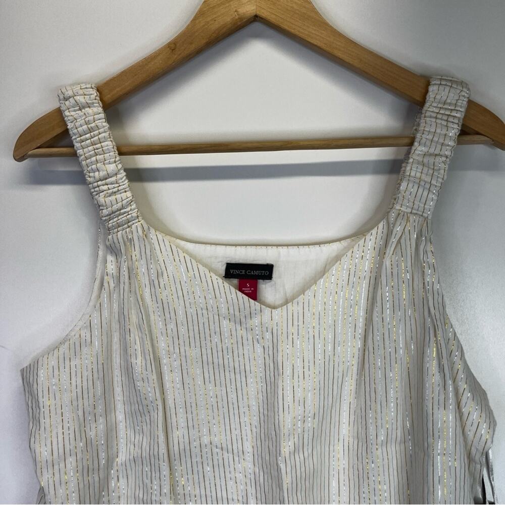 Vince Camuto Ivory Metallic Stripe Tank Top - Picture 2 of 10